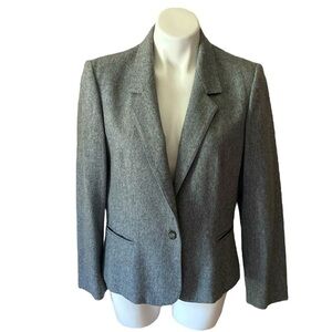 Vintage Gray Saville Wool Blend Button Size 14 Blazer Winter  Office Plus Size